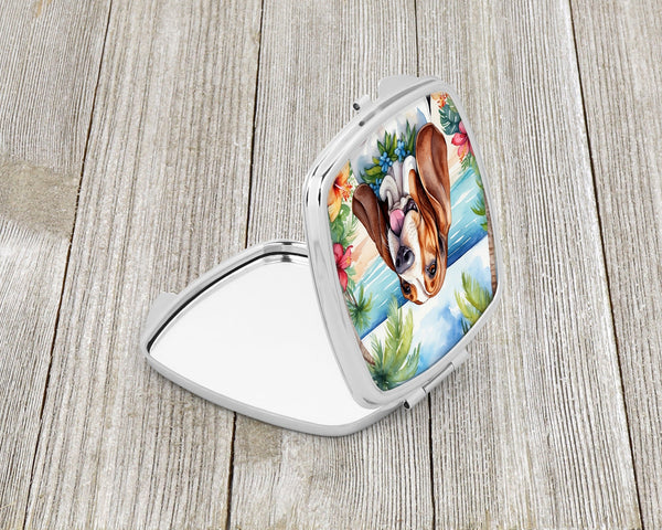 Basset Hound Luau Compact Mirror – Stylish Purse Mirror with Artistic Covers