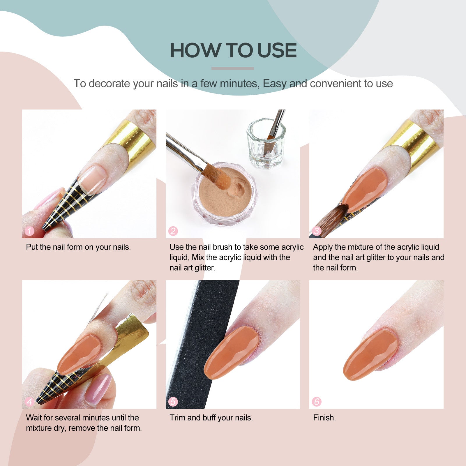 Crystal Carved Powder Extension Armor Crystal Powder Color 6pc Crystal Powder Coscelia