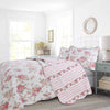 Spring Rose Floral Scalloped 3-Piece Cotton Reversible Quilt Bedding Set