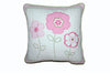 Greta Floral Stripe Pink Embroidered Square Decor Throw Pillow