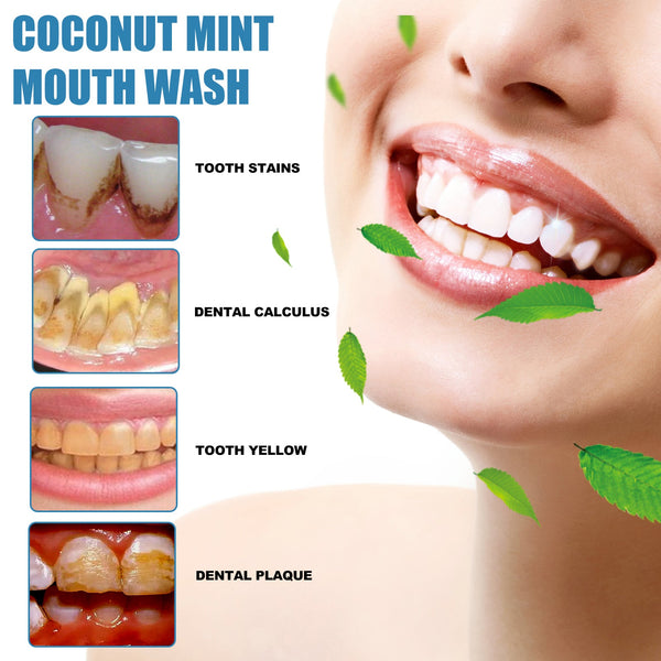 Coconut Mint Mouth Wash, Whitening Teeth Yellow Teeth Stains Tongue Coating Clean Fresh Breath Oral Care