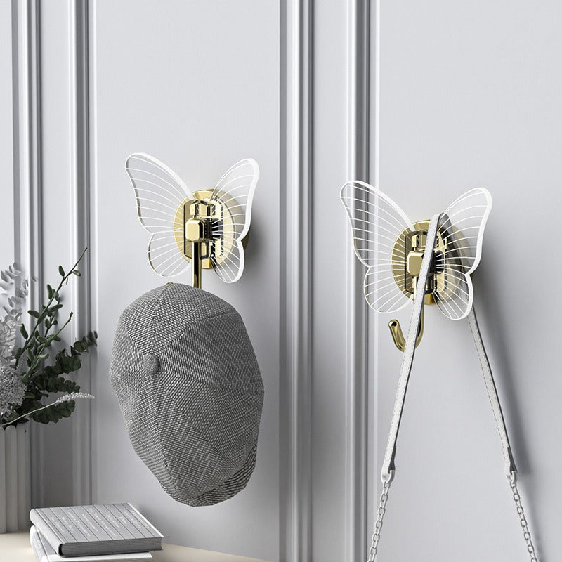 Non perforated butterfly hook three-dimensional foyer clothes hook keychain