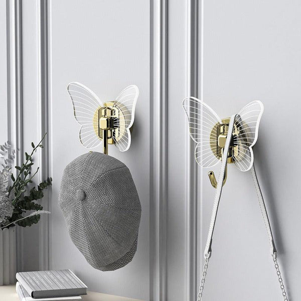 Non perforated butterfly hook three-dimensional foyer clothes hook keychain