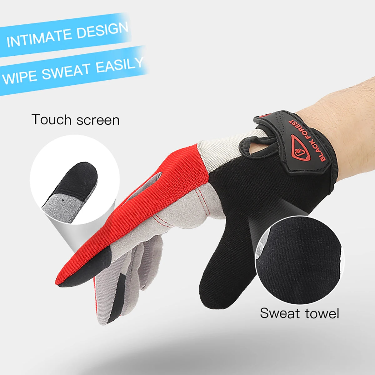 Outdoor sports men's and women's anti slip and wear-resistant fitness bicycles breathable full finger riding touch screen gloves