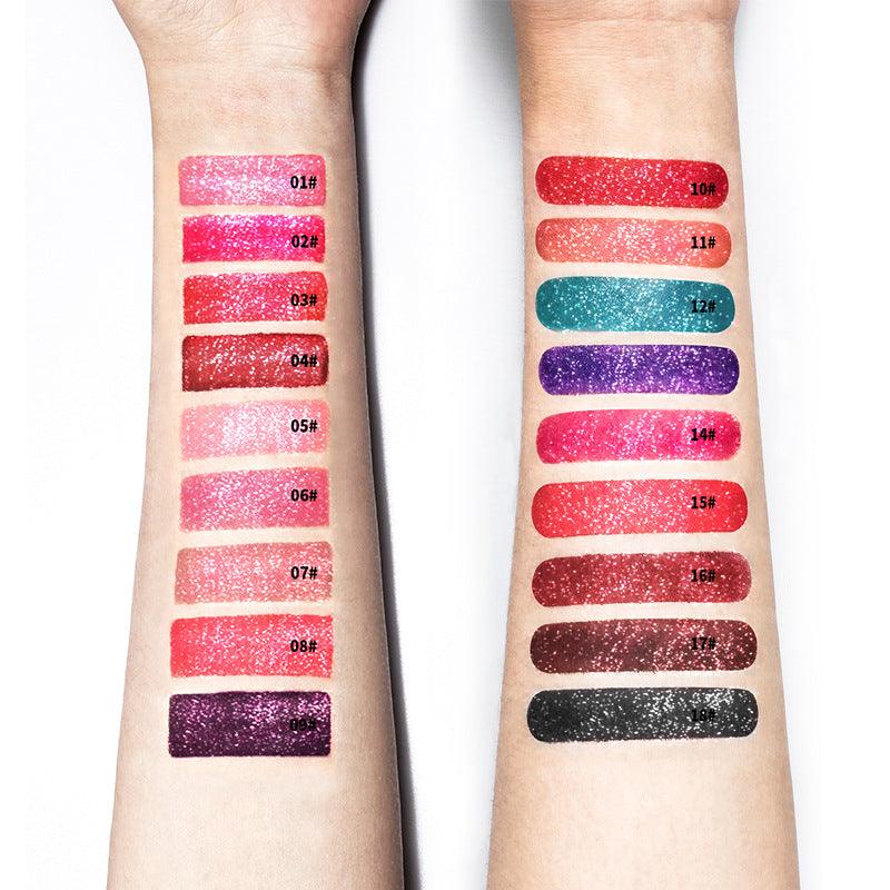 Pudaier Sip Glitter Flip Matte Pearl Lip Gloss Nonstick Diamond Lip Gloss
