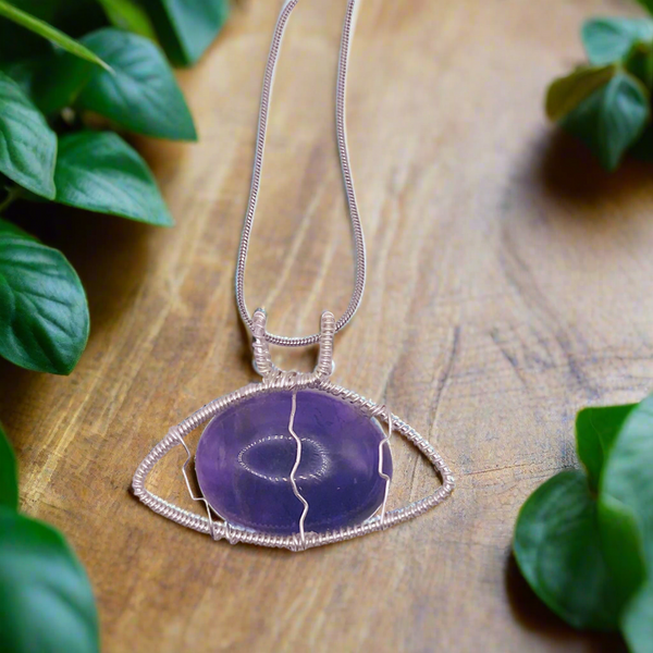 Custom Silver 3rd Eye Amethyst Necklace