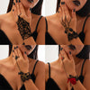 Halloween Finger Mesh Tassel Bracelet Punk Alloy Rose Lace Floral Handmade for Women