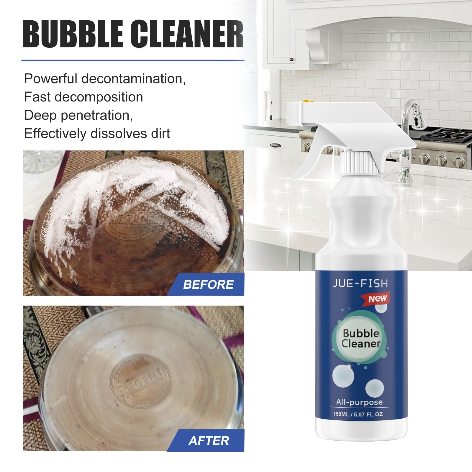 Kitchen Grease Foam Cleaner Range Hood Stove Exhaust Pipe Wall Kitchen Utensils Grease Cleaner