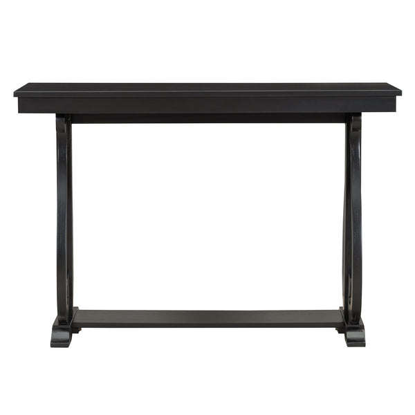48-Inch Rustic Vintage Console Table --- Farmhouse Style Entryway Table with Open Shelf and Sturdy Construction (Black)