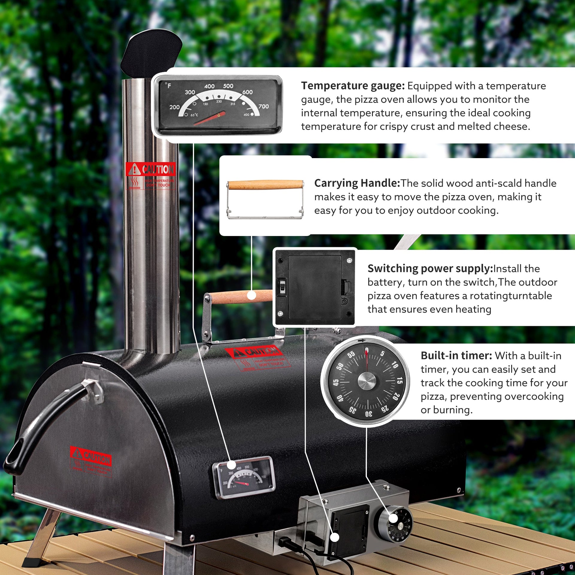 Black Pizza Oven Outdoor 12