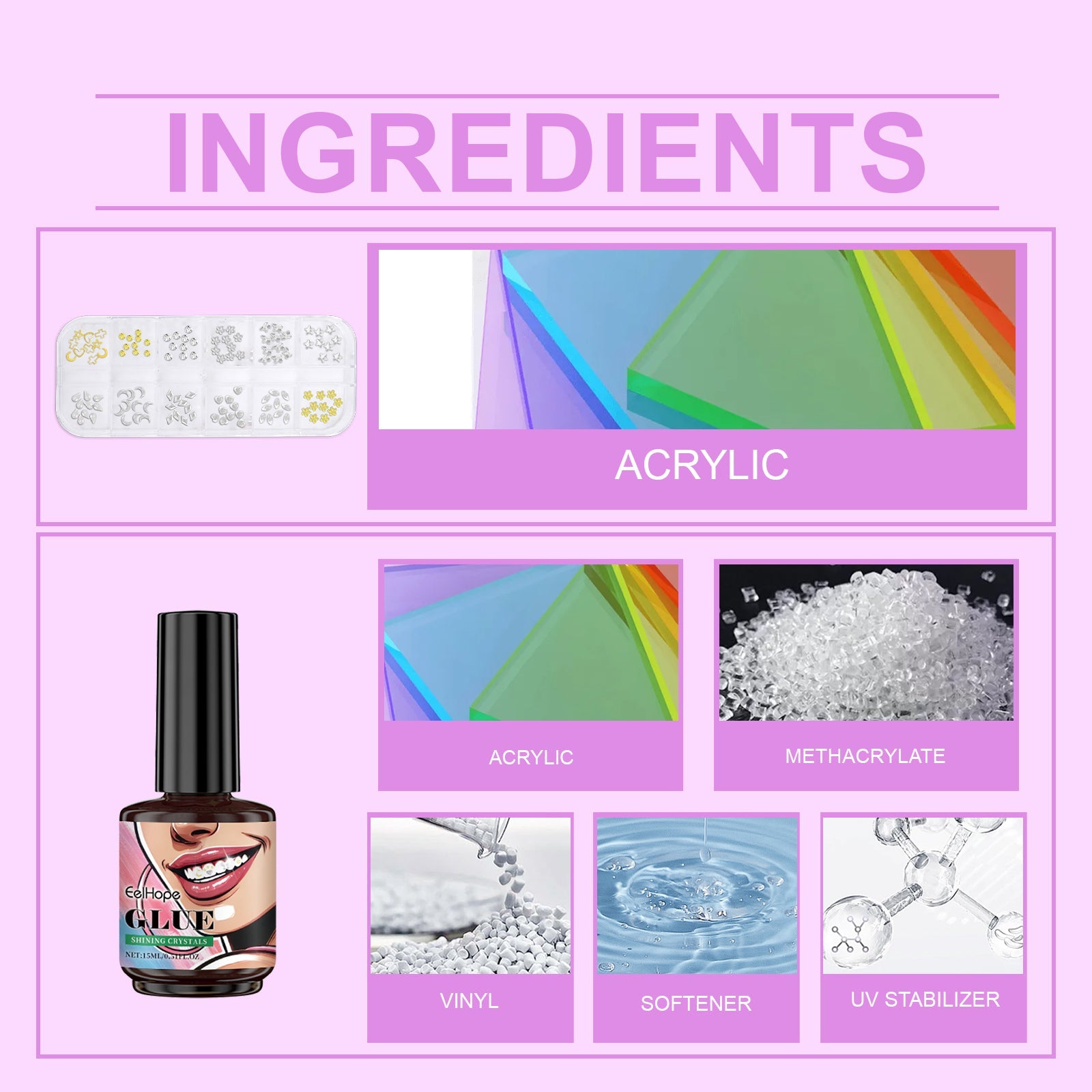 Dental Beauty Set Fashion Beauty Decorative Diamond Combination Personality Sparkle Light Up Smile Style