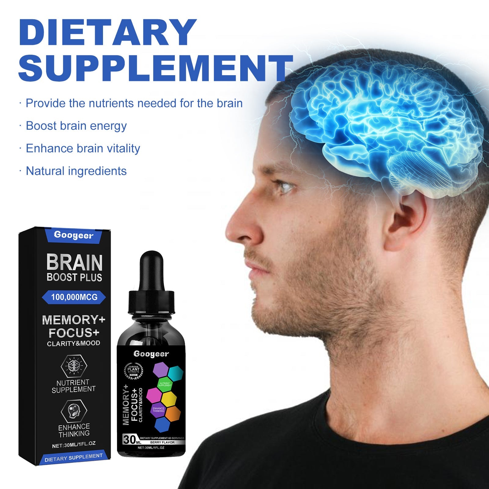 Brain Boost Plus, Relieve Anxiety Fatigue Enhance Energy Body Care Drops