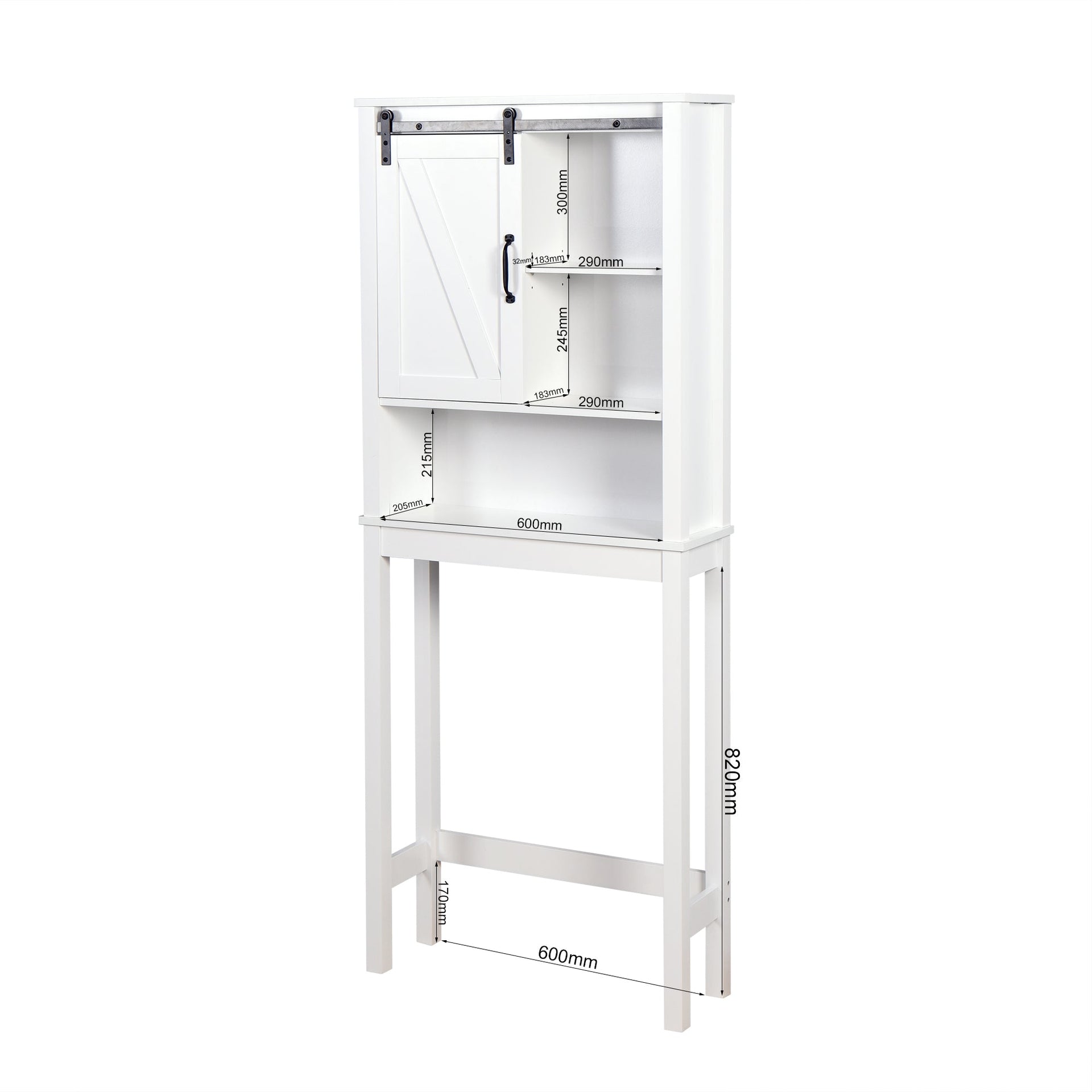Over-the-Toilet Storage Cabinet, Space-Saving Bathroom Cabinet, with Adjustable Shelves and A Barn Door 27.16 x 9.06 x 67 inch V.I.P Digital Presence