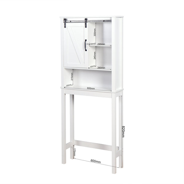Over-the-Toilet Storage Cabinet, Space-Saving Bathroom Cabinet, with Adjustable Shelves and A Barn Door 27.16 x 9.06 x 67 inch V.I.P Digital Presence