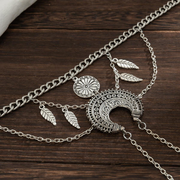 Bohemian metal chain jewelry arm chain punk retro dream catcher net leaf tassel open arm bracelet