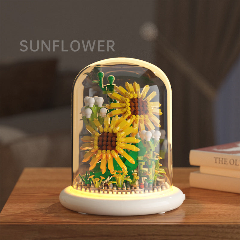 Building block flower simulation sunflower jasmine compatible with a certain high building block model toy