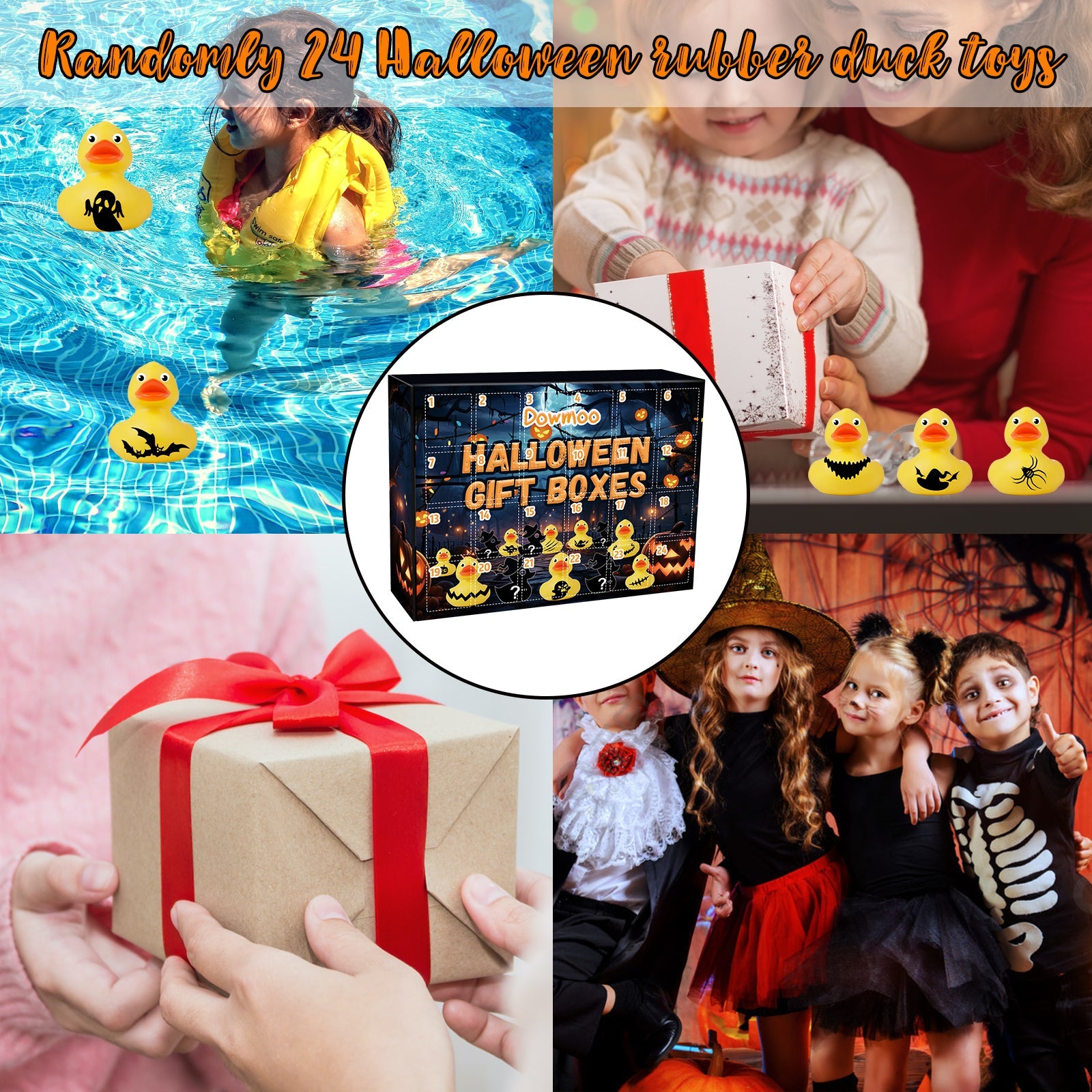 Halloween Duck Blind Box, Advent Countdown 24 Grid Surprise Decoration Rubber Duck Toy Gift Box