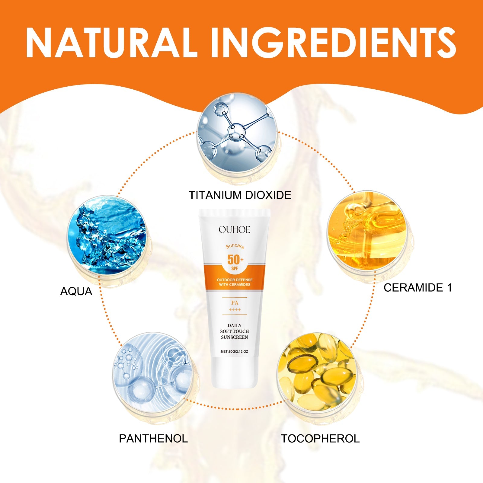 Daily Soft Touch Sunscreen, Gentle Facial Body Skin Non-Sticky Non-Fake White Protection Moisturizing Anti-Uv Cream