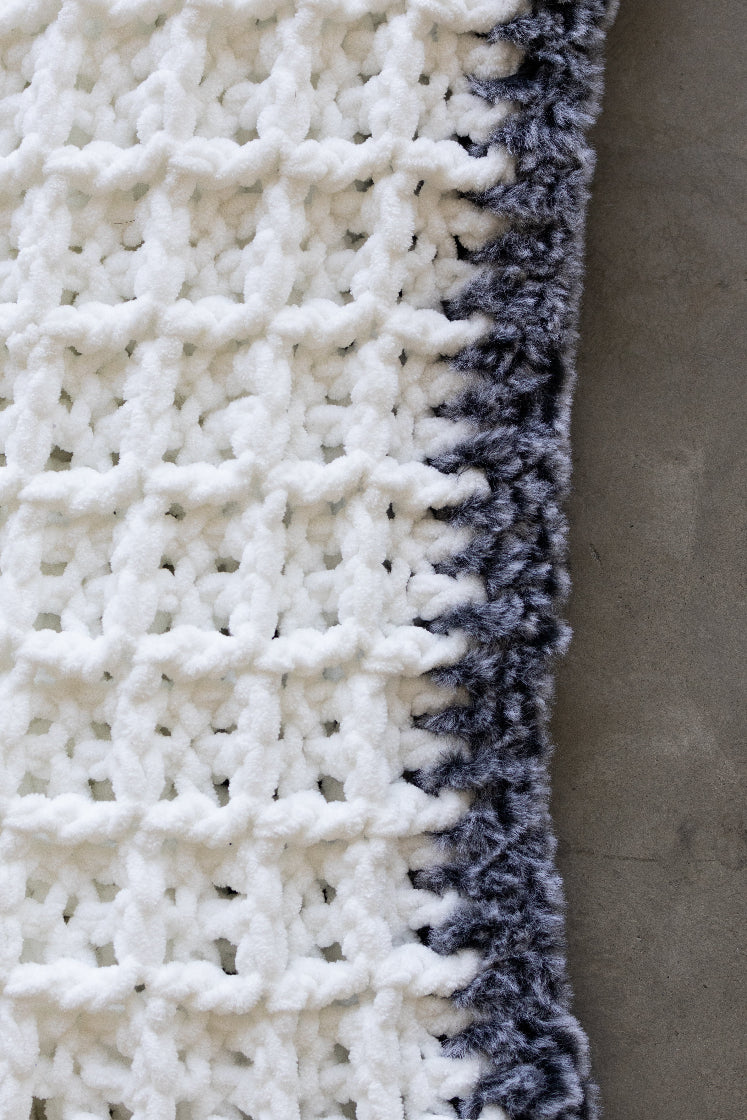 The Waffle Blanket Faux Fur Trim Luxe Tiny Fire