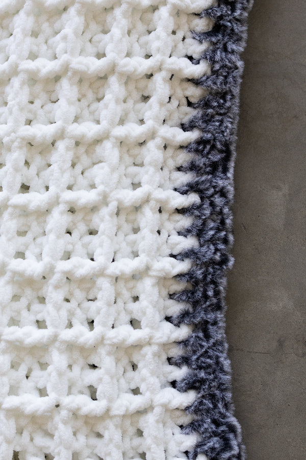 The Waffle Blanket Faux Fur Trim Luxe Tiny Fire