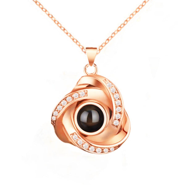 100 languages, I love you. Projection necklace, simple and fashionable, spiral pendant, collarbone chain