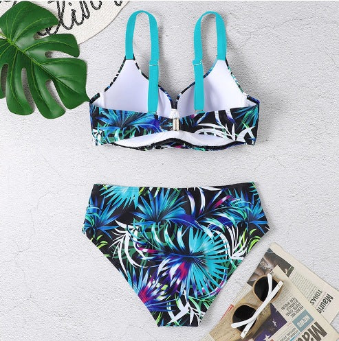 Gather floral swimsuits bikini swimsuits