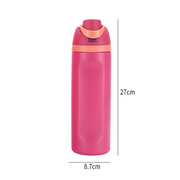Insulated Stainless Steel Water Bottle (24OZ/32OZ), with straw, BPA-Free, great for sports and travel.