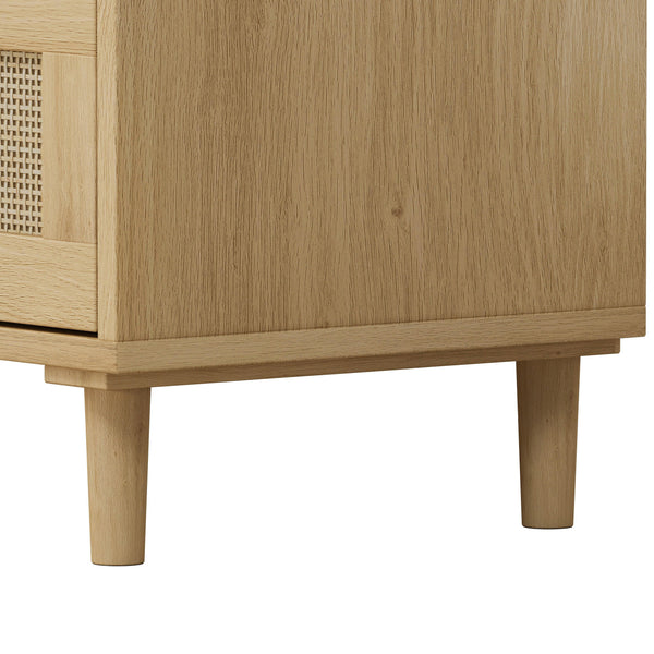 3-Drawers Rattan Storage Cabinet Rattan Drawer (Set of 2),for Bedroom,Living Room,Dining Room,Hallways,Oak