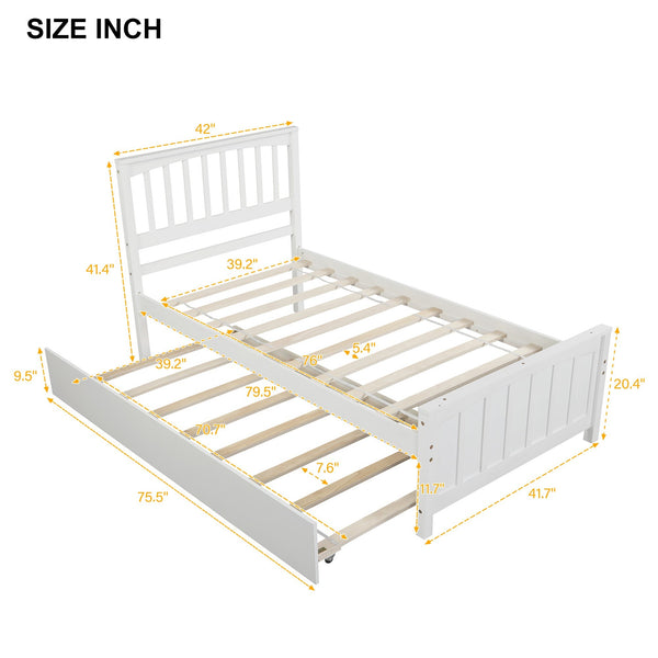 Twin size Platform Bed with Trundle White V.I.P Digital Presence