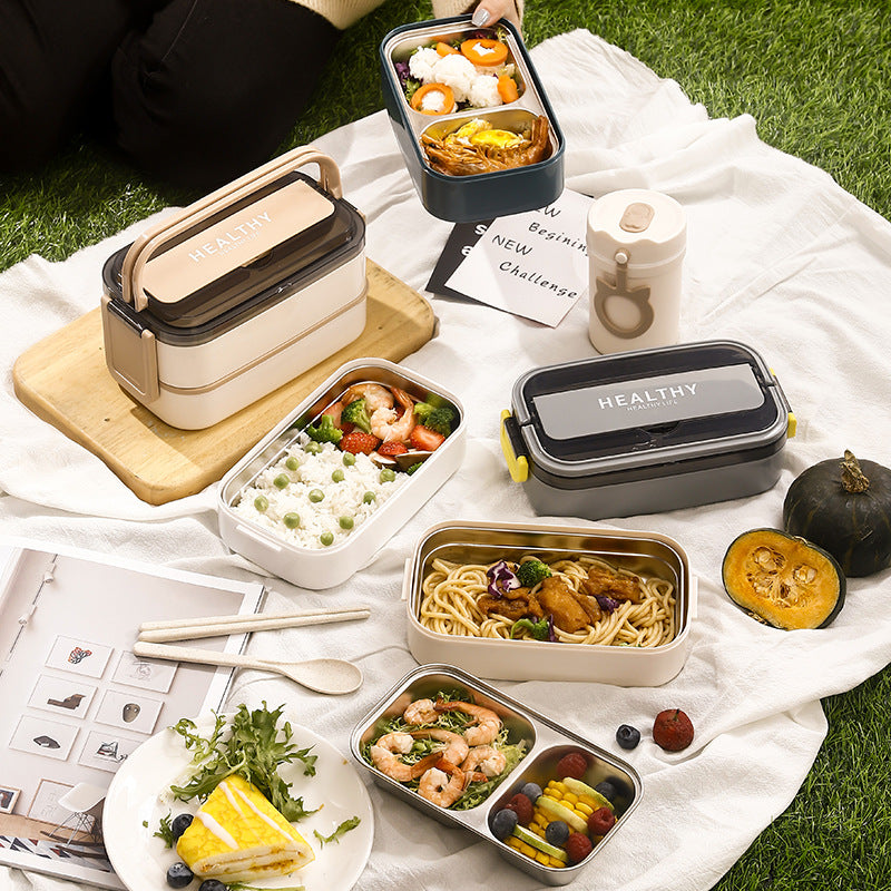 Microwave-heatable 316 stainless steel sealed single-layer compartment insulation lunch box lunch box bento box