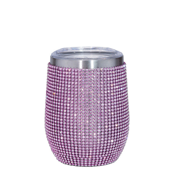 12oz Diamond Wine Tumbler With Sealed Lid Vacuum Thermo Beer Mug Cup Stainless Steel Mug Cup Champagne Party Bridemaid Gift
