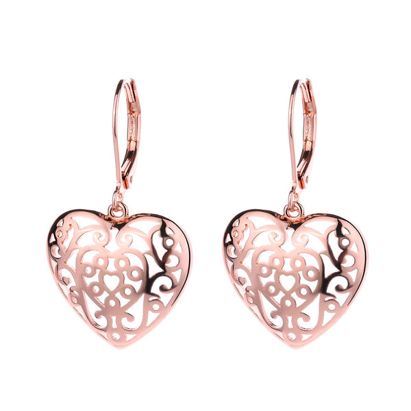 14K Gold and Sterling Silver Filigree Heart Earring