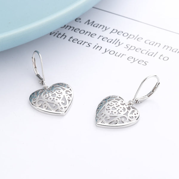 14K Gold and Sterling Silver Filigree Heart Earring