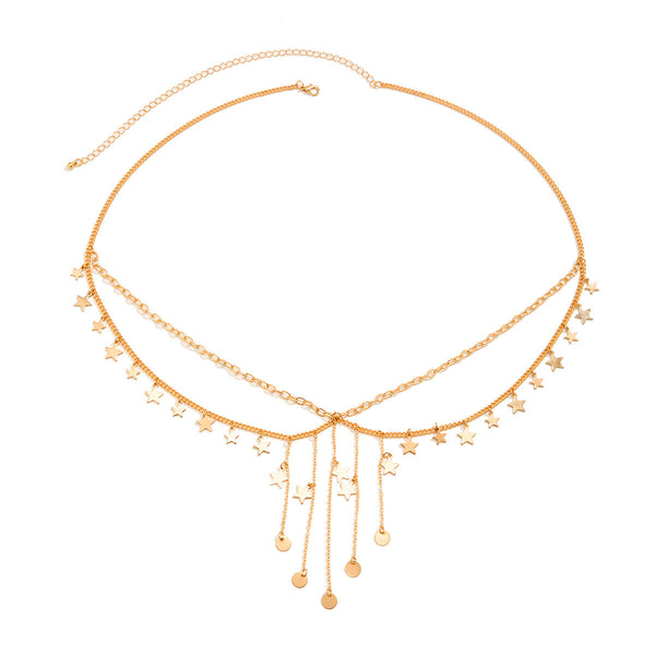 Metal Star Butterfly Waist Chain Beach Wind Pearl Tassel Body Chain