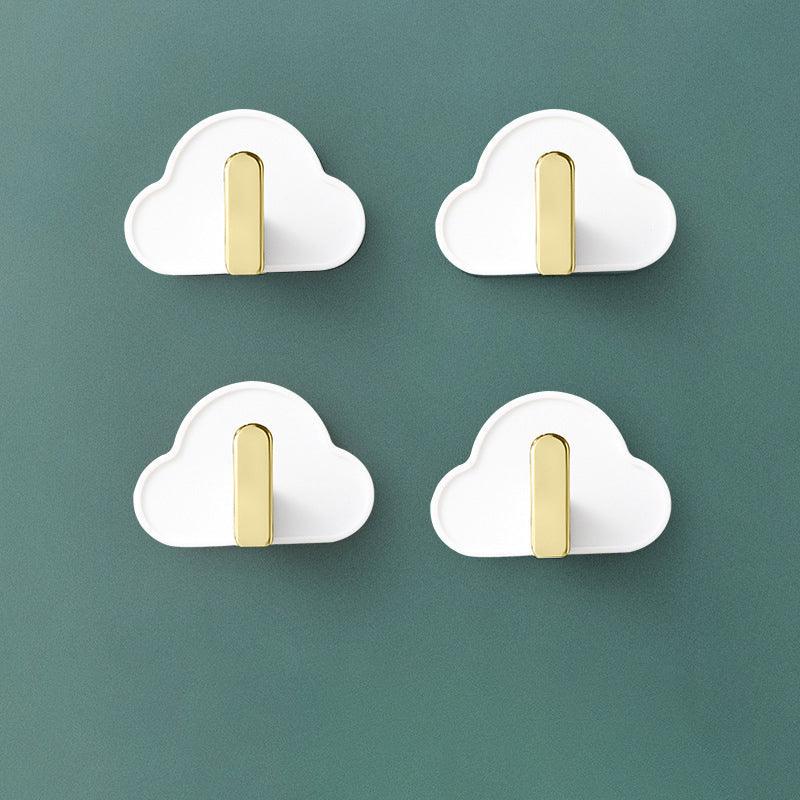Light Luxury Paste Cloud Sticky Hook Strong Viscose Punch-Free Hook Wall Hanging Traceless Hook Key Hook 4pcs