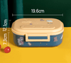 Cartoon cute portable square single layer lunch box with handle lunch box - Blue