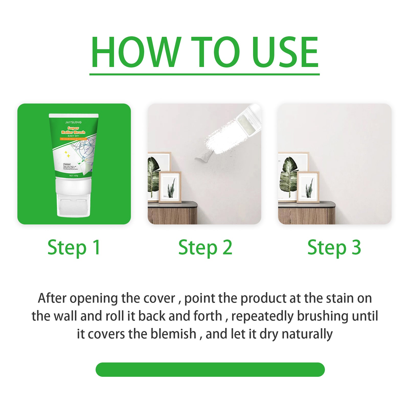Wall Repair Paint: White Wall Repair Roller Brush Moisture-Proof Peeling Cover Stains And Cracks Renovation Paint