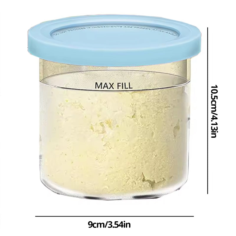 4-Pack Replacement Containers & Lids for Nin-ja Creami Deluxe Pints, 16oz, Compatible with NC299AMZ & NC300s, Original Grey