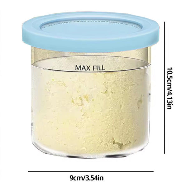 4-Pack Replacement Containers & Lids for Nin-ja Creami Deluxe Pints, 16oz, Compatible with NC299AMZ & NC300s, Original Grey