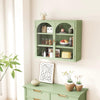 27.56"Glass Doors Modern Two-door Wall Cabinet with Featuring Three-tier Green - Green + Metal