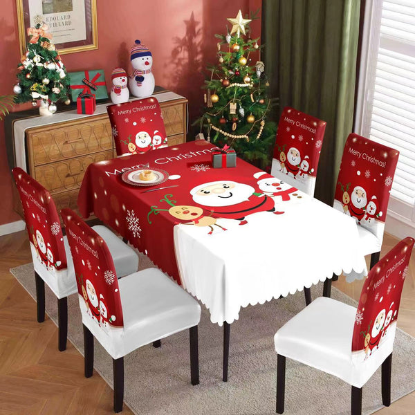 Christmas tablecloth, holiday decoration, elastic chair cover, household dining table, waterproof and dustproof tablecloth, fabric decorative tablecloth