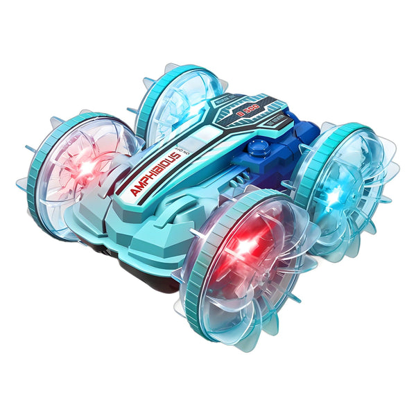 Colorful light wheel double-sided stunt amphibious remote control car watch dual control four-wheel drive power
