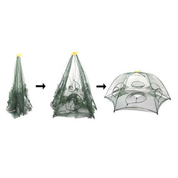 12 Holes Foldable Crab Fish Trap Cast Net Cast Folding Fishing Net