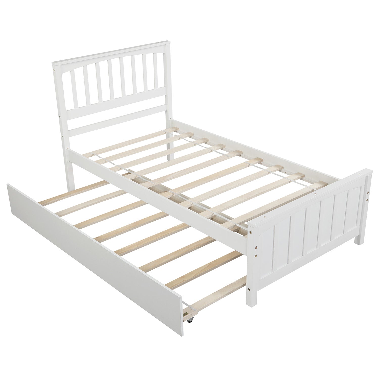 Twin size Platform Bed with Trundle White V.I.P Digital Presence
