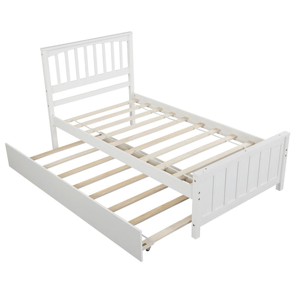 Twin size Platform Bed with Trundle White V.I.P Digital Presence
