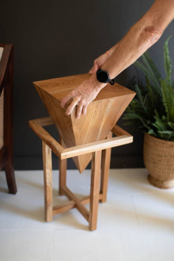 TEAKWOOD PYRAMID SIDE TABLE