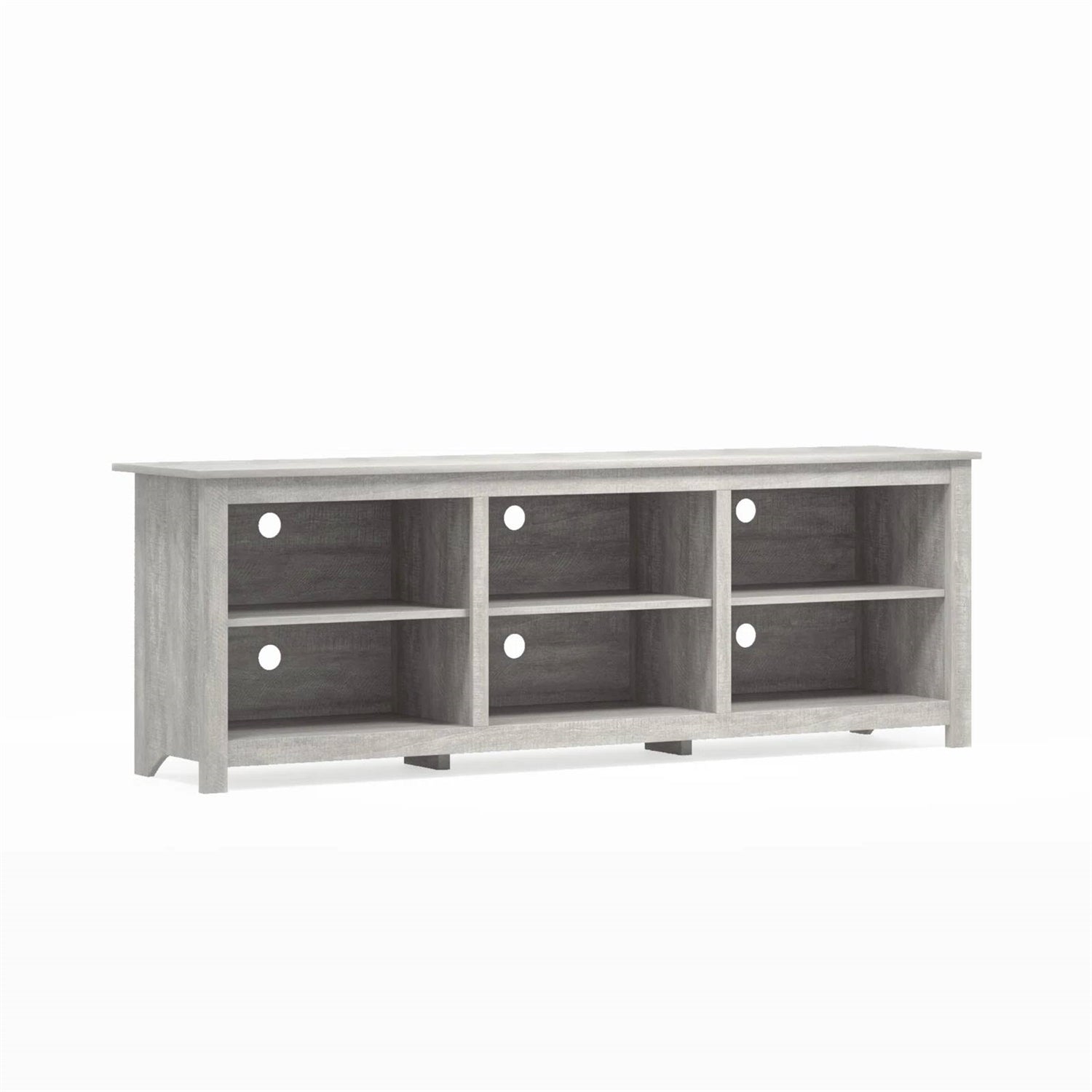 Farmhouse Style TV Stand in Light Grey Oak Wood Finish - for TVs up to 70-inch