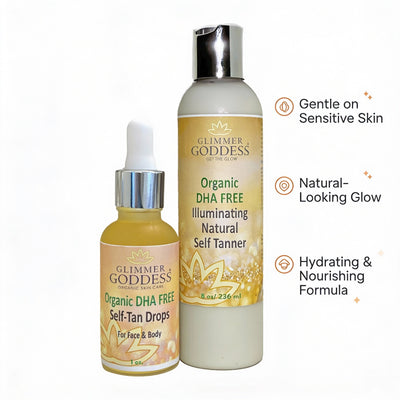 DHA-Free Self Tanner Bundle – Lotion + Drops for Natural Glow Without Smell or Orange Tones