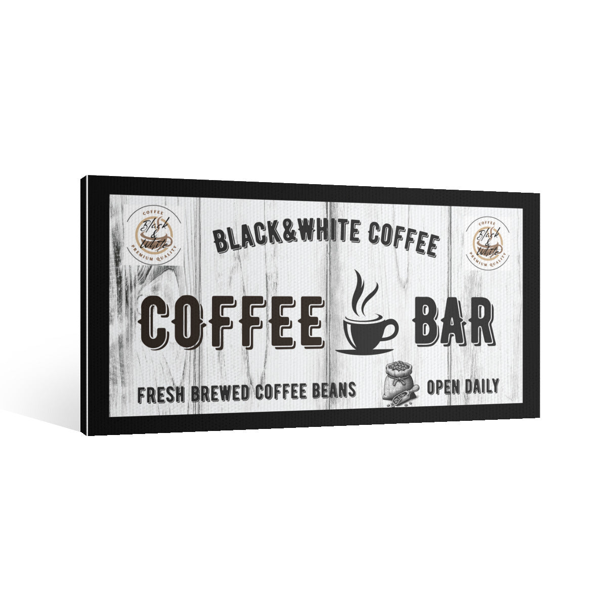 Modern Coffee Bar Canvas Print | Black & White Coffee Brand