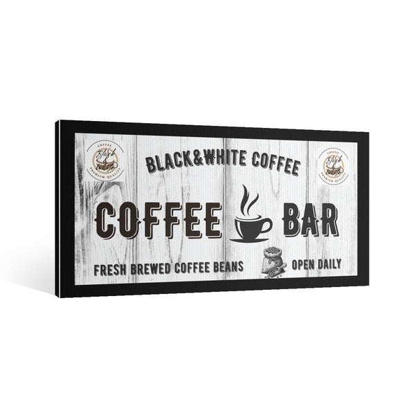 Modern Coffee Bar Canvas Print | Black & White Coffee Brand
